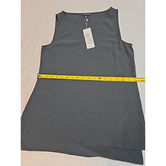 NEW EILEEN FISHER Silk Georgette Crepe Long Shell in Graphite size XXS New - Picture 9 of 12